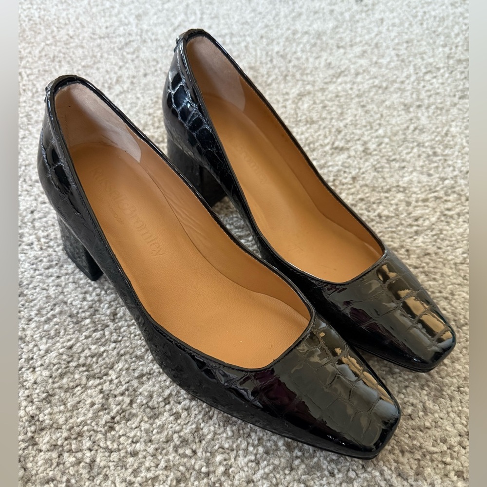 Elegant Black Croc-Embossed Heels